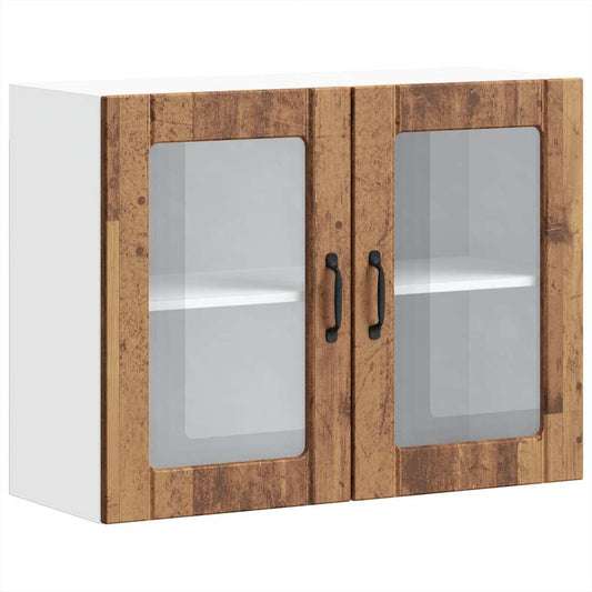 vidaXL Kitchen Wall Cabinet with Glass Door "Lucca" Old Wood Engineered Wood