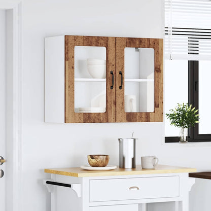vidaXL Kitchen Wall Cabinet with Glass Door Lucca Old Wood Engineered Wood
