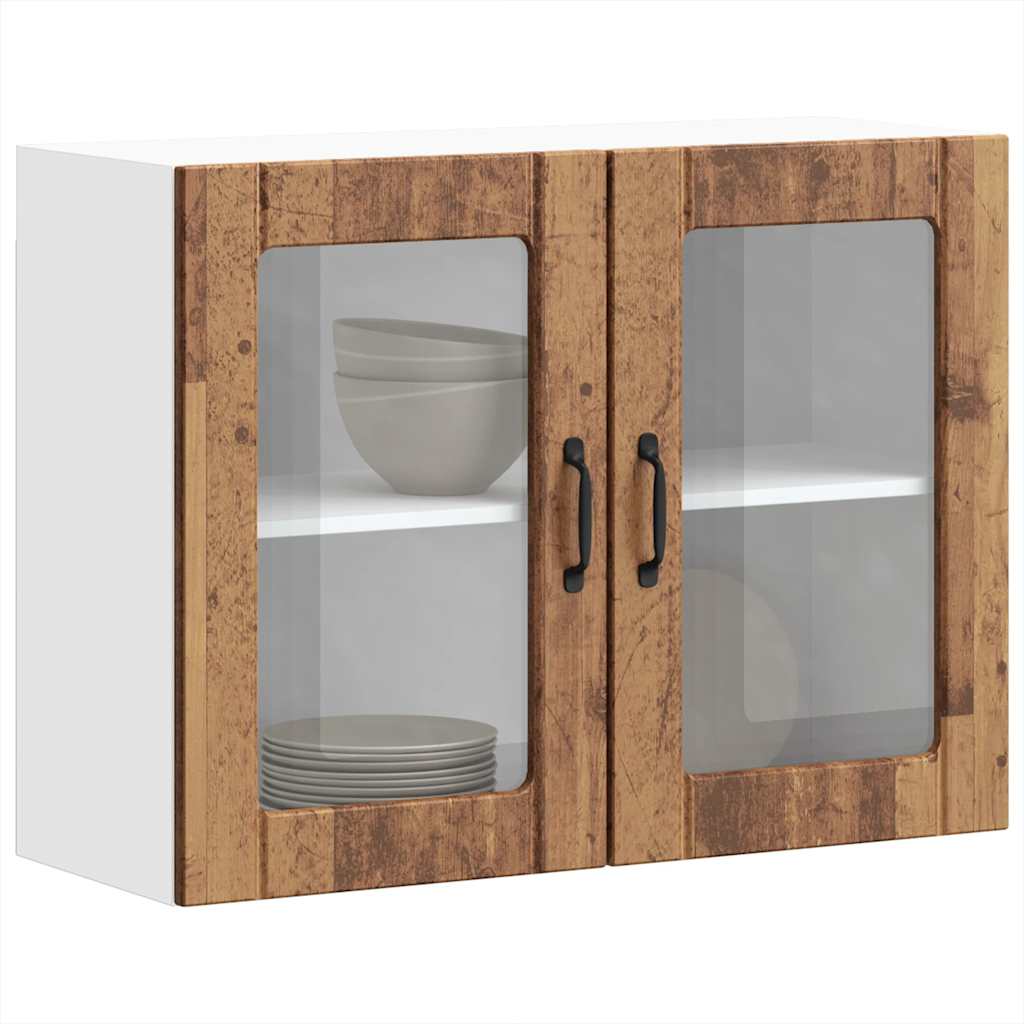 vidaXL Kitchen Wall Cabinet with Glass Door Lucca Old Wood Engineered Wood