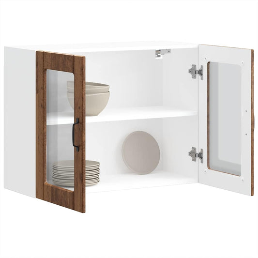 vidaXL Kitchen Wall Cabinet with Glass Door "Lucca" Old Wood Engineered Wood