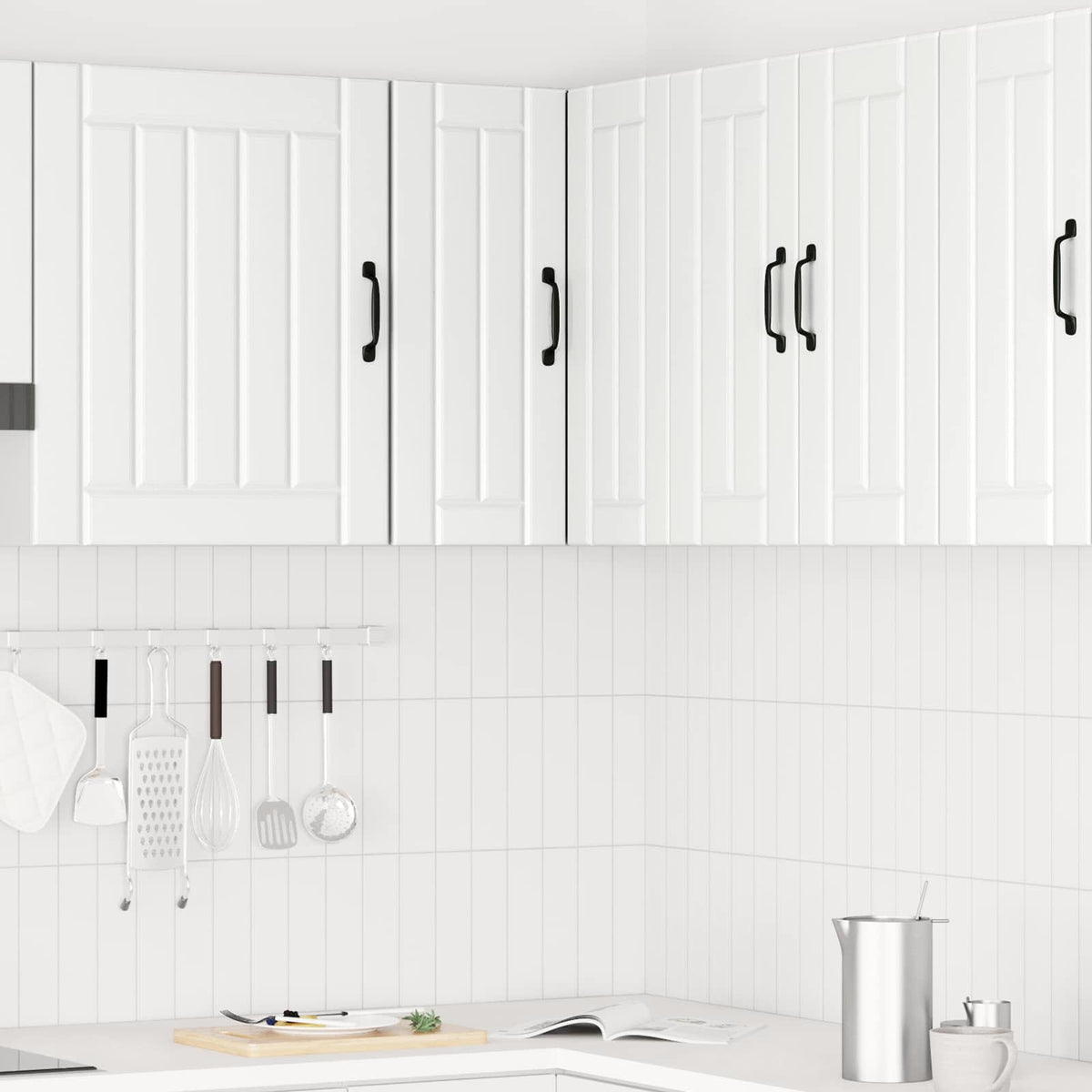 vidaXL Kitchen Wall Corner Cabinet "Lucca" White Engineered Wood