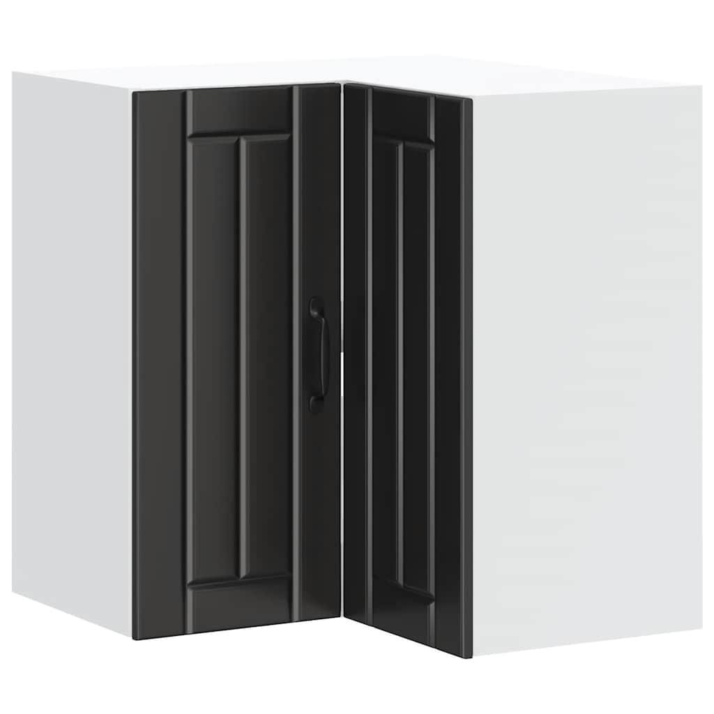 vidaXL Kitchen Wall Corner Cabinet "Lucca" Black Engineered Wood