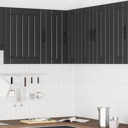 vidaXL Kitchen Wall Corner Cabinet "Lucca" Black Engineered Wood