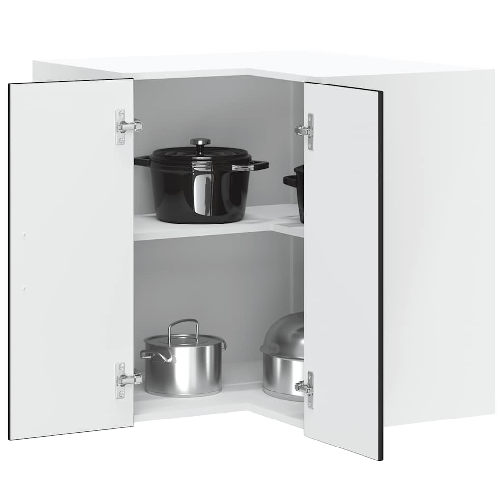vidaXL Kitchen Wall Corner Cabinet "Lucca" Black Engineered Wood