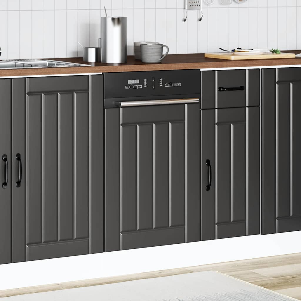 vidaXL Dishwasher Panel "Lucca" Black Engineered Wood