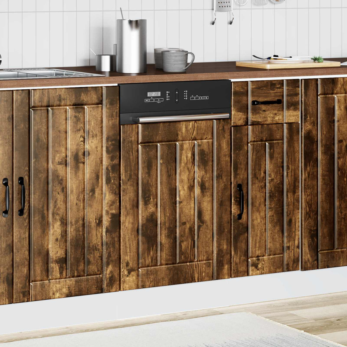 vidaXL Dishwasher Panel "Lucca" Smoked Oak Engineered Wood