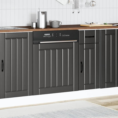 vidaXL Dishwasher Panel "Lucca" Black Engineered Wood