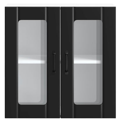 vidaXL Kitchen Wall Cabinet with Glass Door Lucca Black Engineered Wood