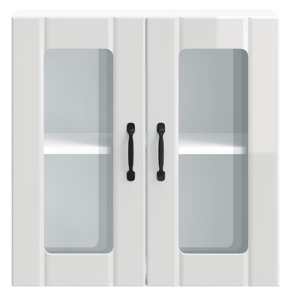 vidaXL Kitchen Wall Cabinet with Glass Door Lucca High Gloss White Engineered Wood