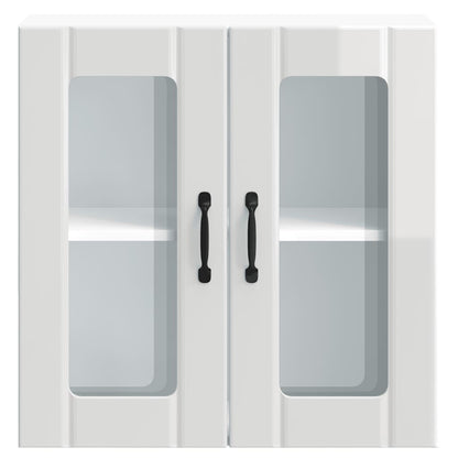 vidaXL Kitchen Wall Cabinet with Glass Door Lucca High Gloss White Engineered Wood