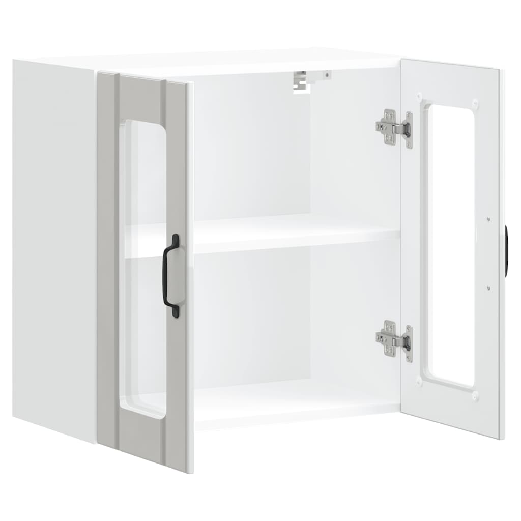 vidaXL Kitchen Wall Cabinet with Glass Door Lucca High Gloss White Engineered Wood