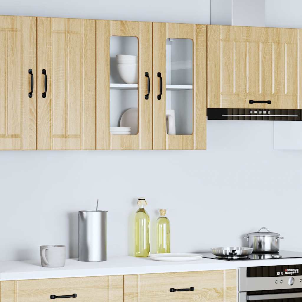 vidaXL Kitchen Wall Cabinet with Glass Door Lucca Sonoma Oak Engineered Wood