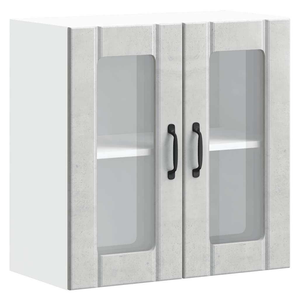 vidaXL Kitchen Wall Cabinet with Glass Door "Lucca" Concrete Grey Engineered Wood