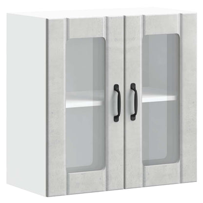 vidaXL Kitchen Wall Cabinet with Glass Door "Lucca" Concrete Grey Engineered Wood