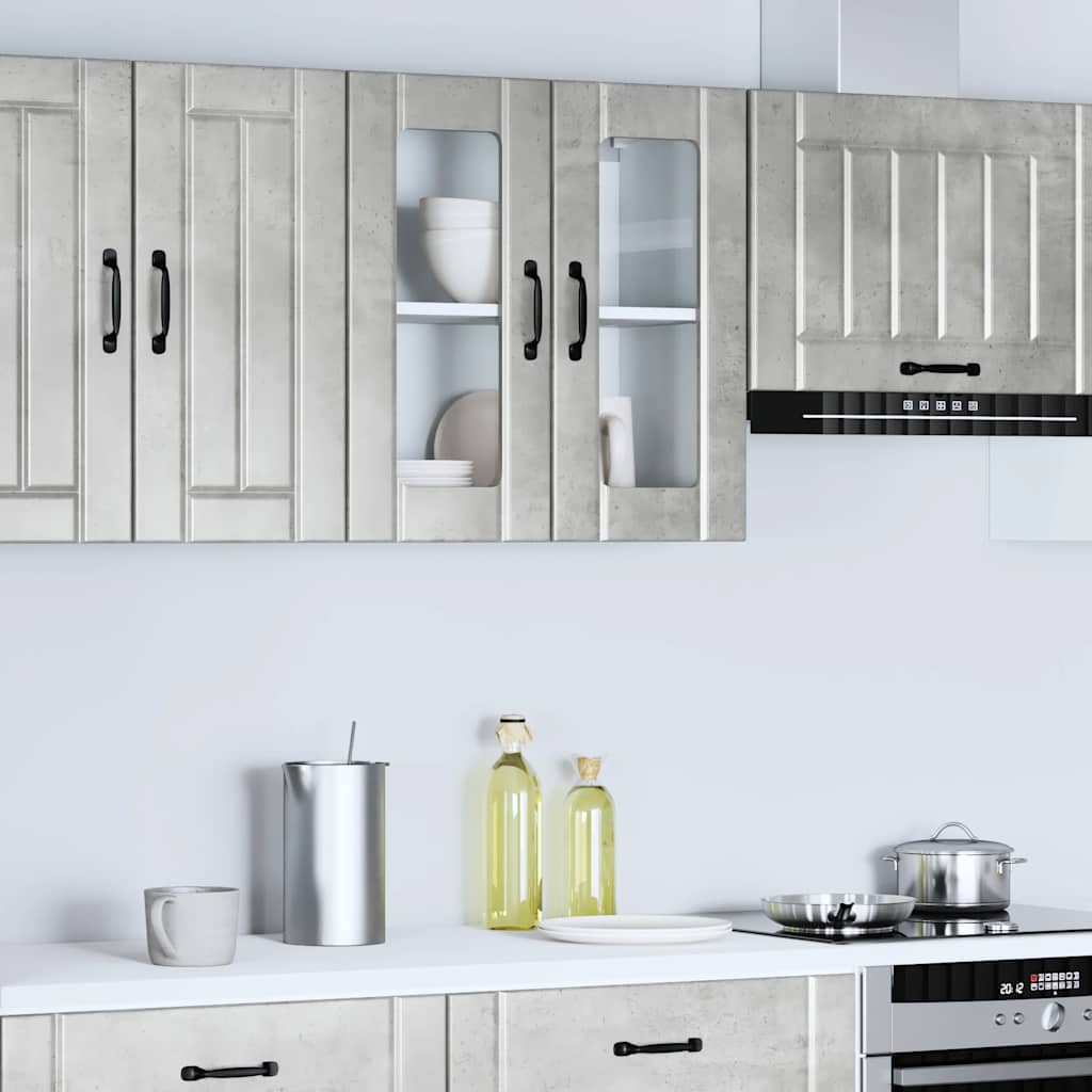 vidaXL Kitchen Wall Cabinet with Glass Door "Lucca" Concrete Grey Engineered Wood