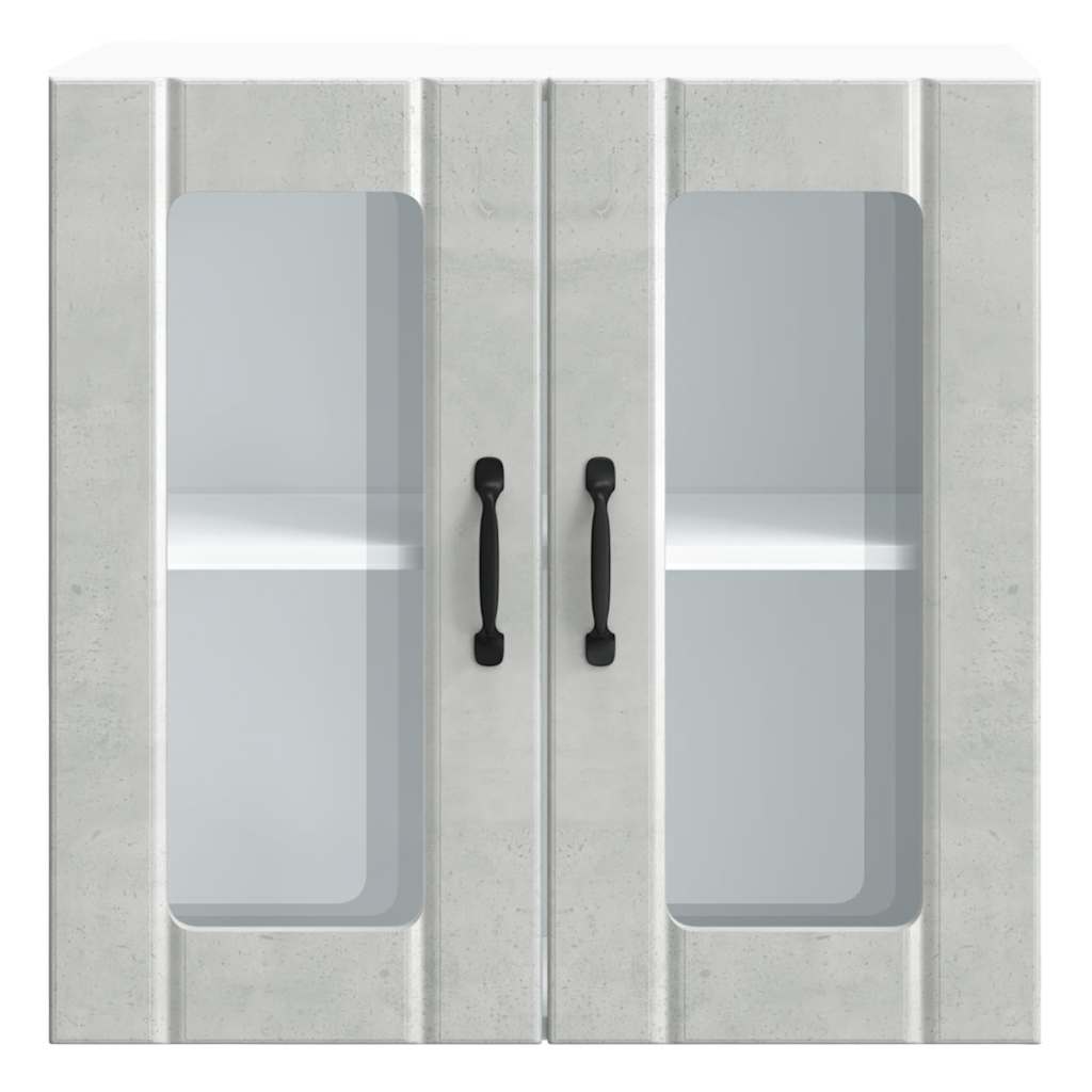 vidaXL Kitchen Wall Cabinet with Glass Door "Lucca" Concrete Grey Engineered Wood