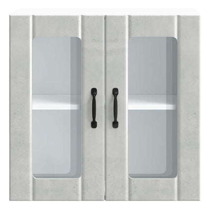 vidaXL Kitchen Wall Cabinet with Glass Door "Lucca" Concrete Grey Engineered Wood