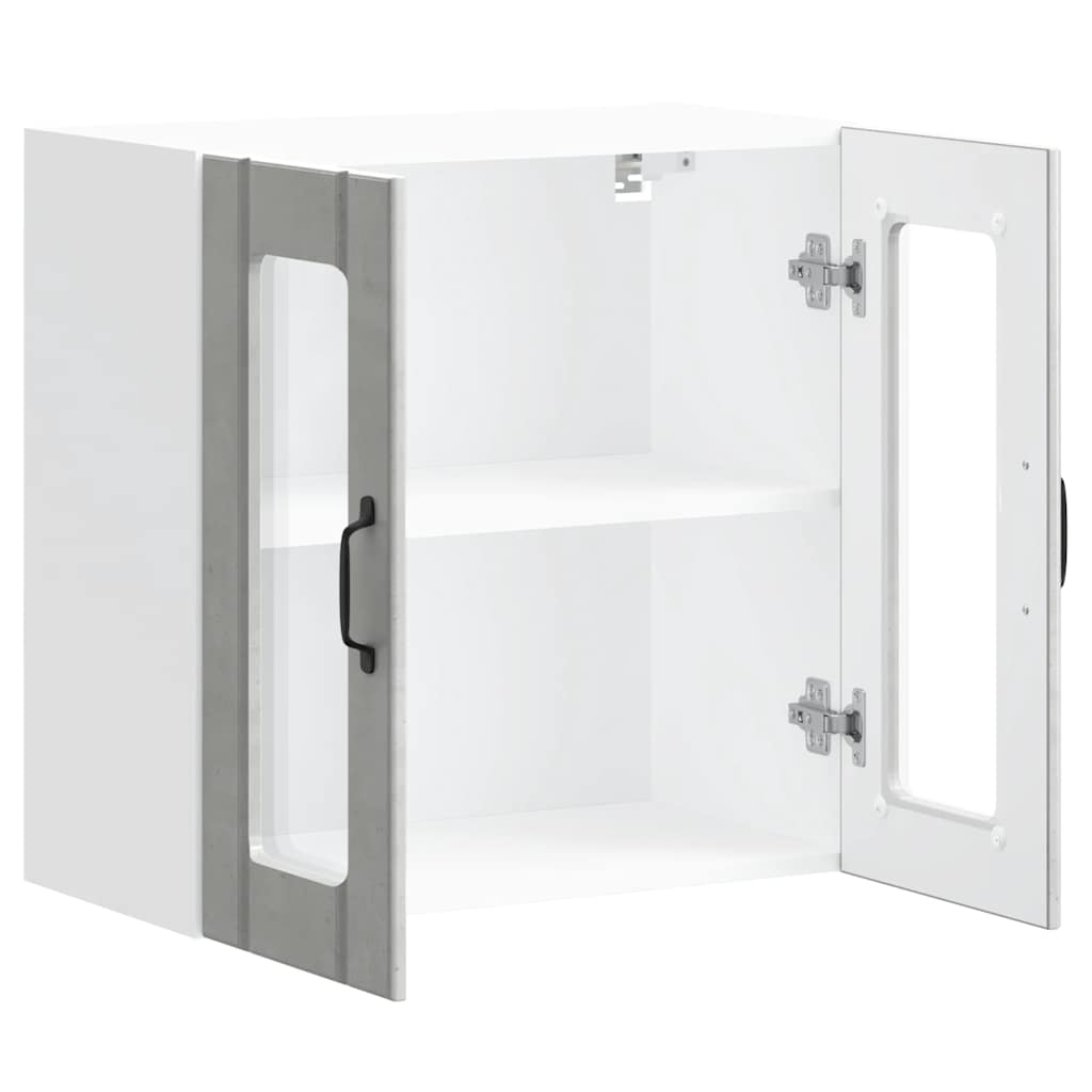 vidaXL Kitchen Wall Cabinet with Glass Door "Lucca" Concrete Grey Engineered Wood