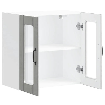 vidaXL Kitchen Wall Cabinet with Glass Door "Lucca" Concrete Grey Engineered Wood