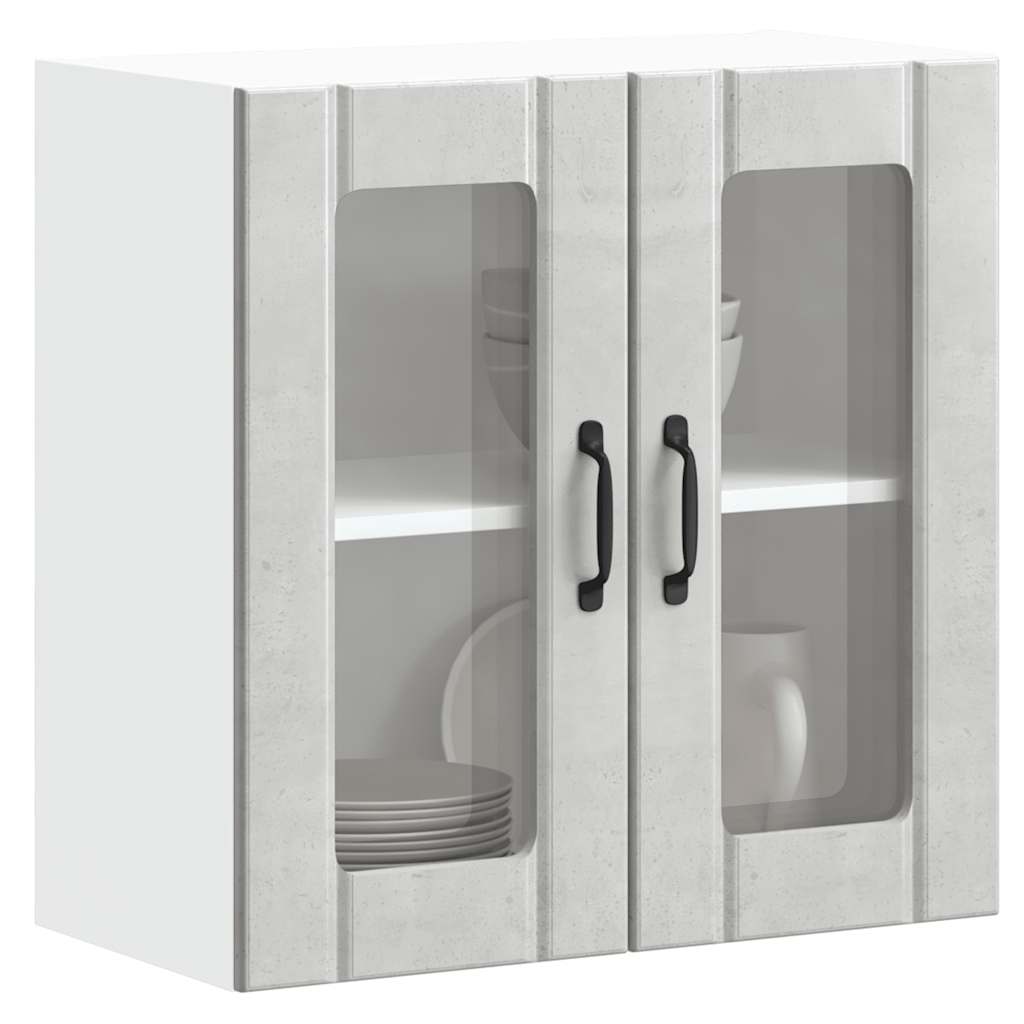 vidaXL Kitchen Wall Cabinet with Glass Door "Lucca" Concrete Grey Engineered Wood