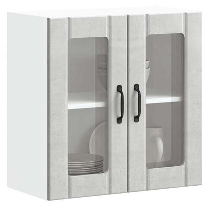 vidaXL Kitchen Wall Cabinet with Glass Door "Lucca" Concrete Grey Engineered Wood
