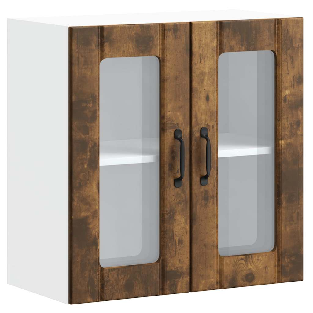 vidaXL Kitchen Wall Cabinet with Glass Door "Lucca" Smoked Oak Engineered Wood