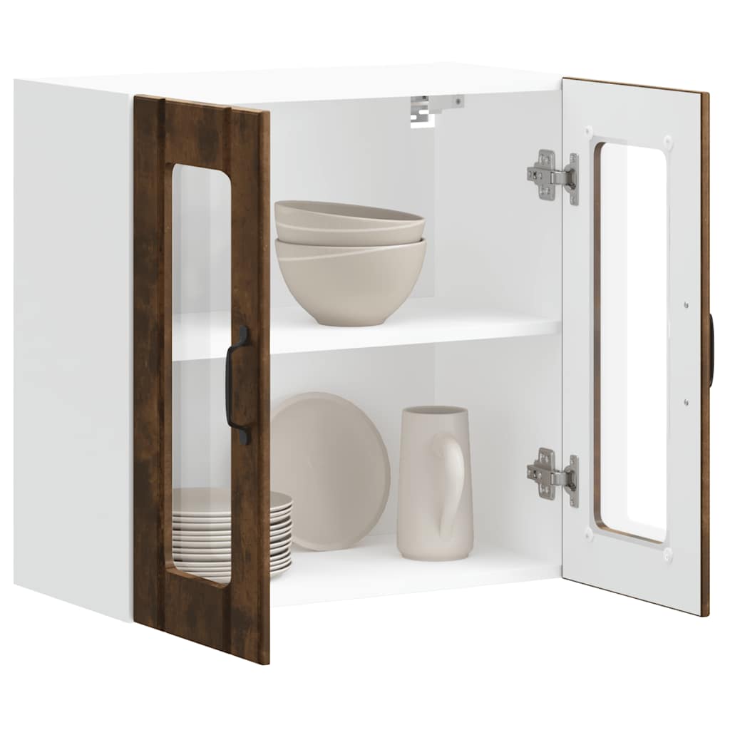 vidaXL Kitchen Wall Cabinet with Glass Door "Lucca" Smoked Oak Engineered Wood