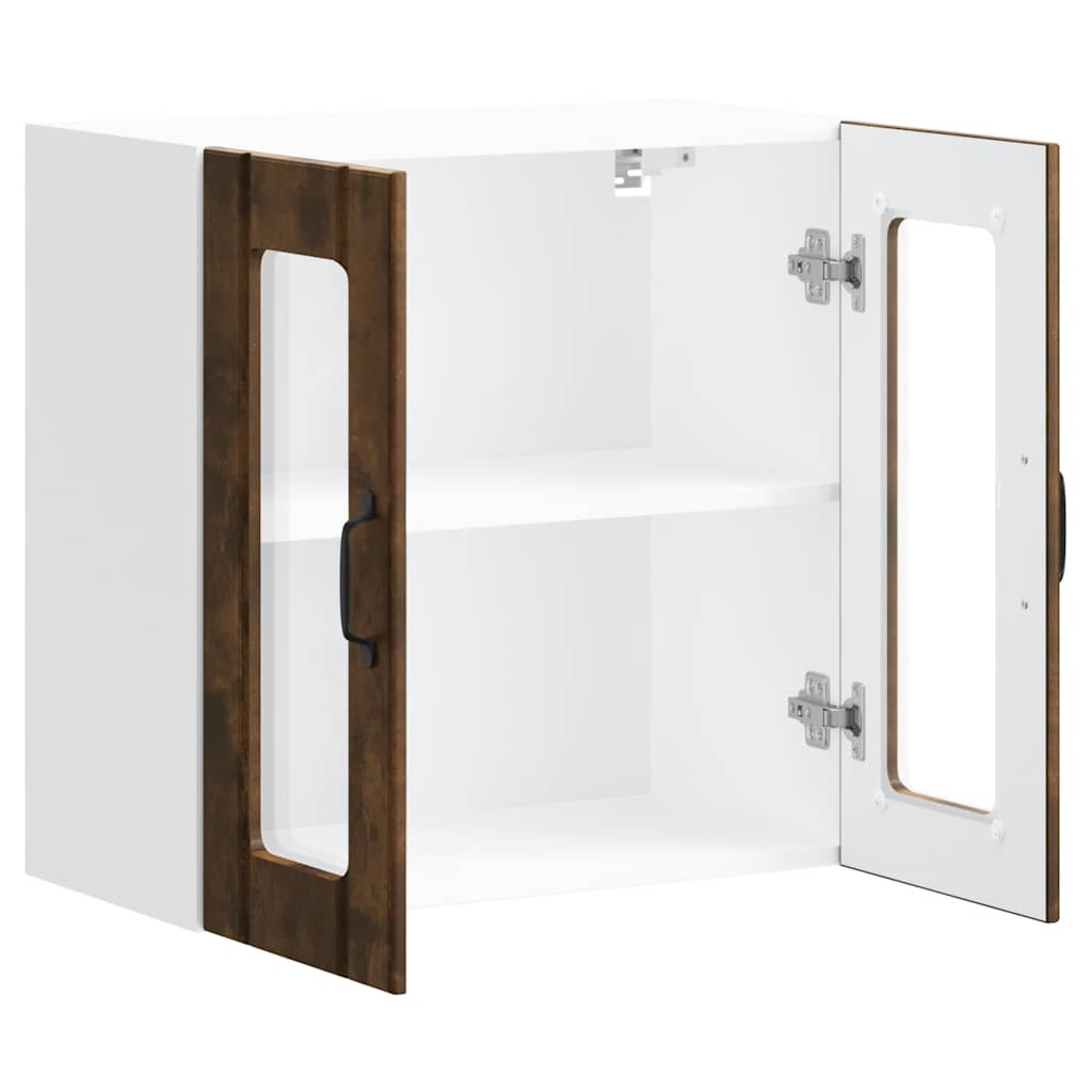 vidaXL Kitchen Wall Cabinet with Glass Door "Lucca" Smoked Oak Engineered Wood