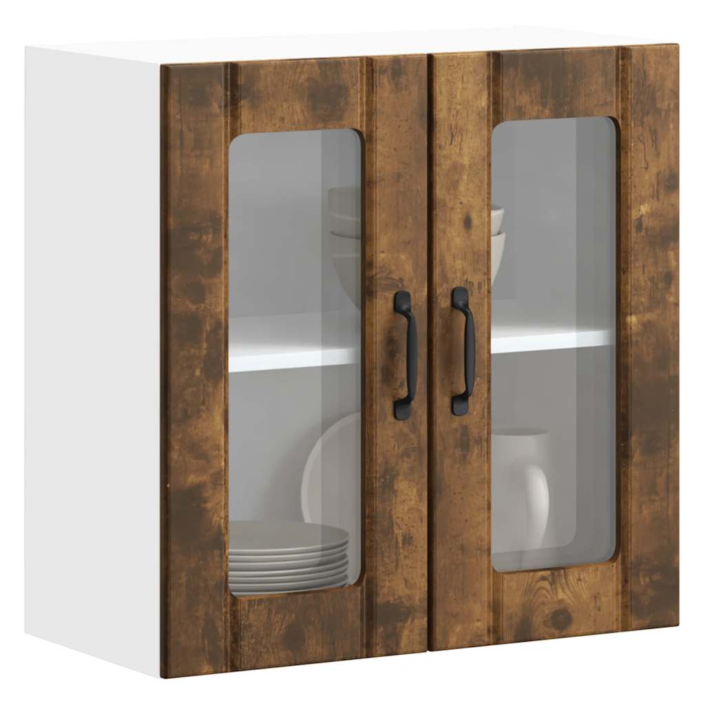 vidaXL Kitchen Wall Cabinet with Glass Door "Lucca" Smoked Oak Engineered Wood
