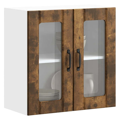 vidaXL Kitchen Wall Cabinet with Glass Door "Lucca" Smoked Oak Engineered Wood
