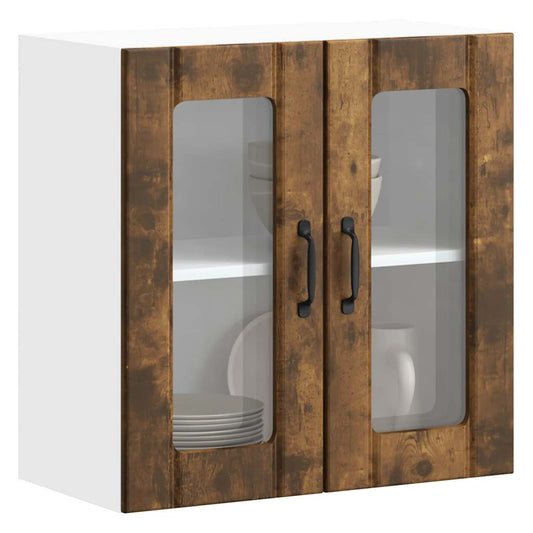 vidaXL Kitchen Wall Cabinet with Glass Door "Lucca" Smoked Oak Engineered Wood