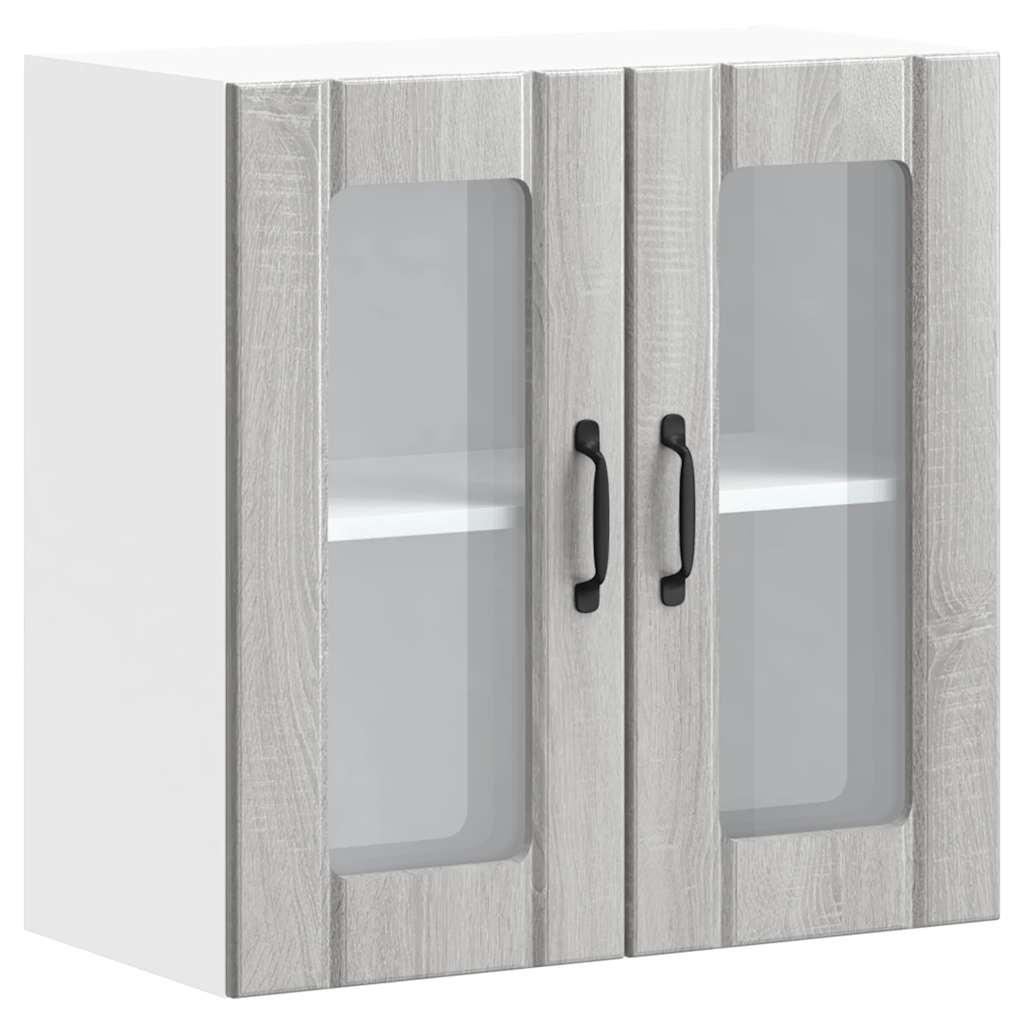 vidaXL Kitchen Wall Cabinet with Glass Door "Lucca" Grey Sonoma Engineered Wood