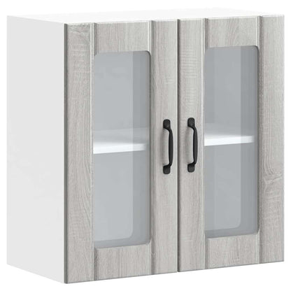 vidaXL Kitchen Wall Cabinet with Glass Door "Lucca" Grey Sonoma Engineered Wood