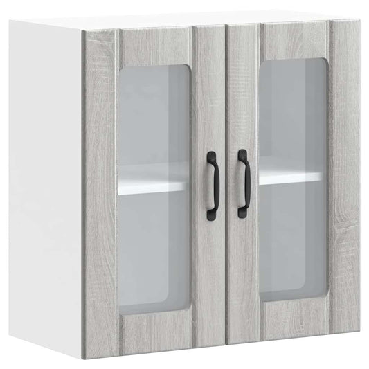 vidaXL Kitchen Wall Cabinet with Glass Door "Lucca" Grey Sonoma Engineered Wood
