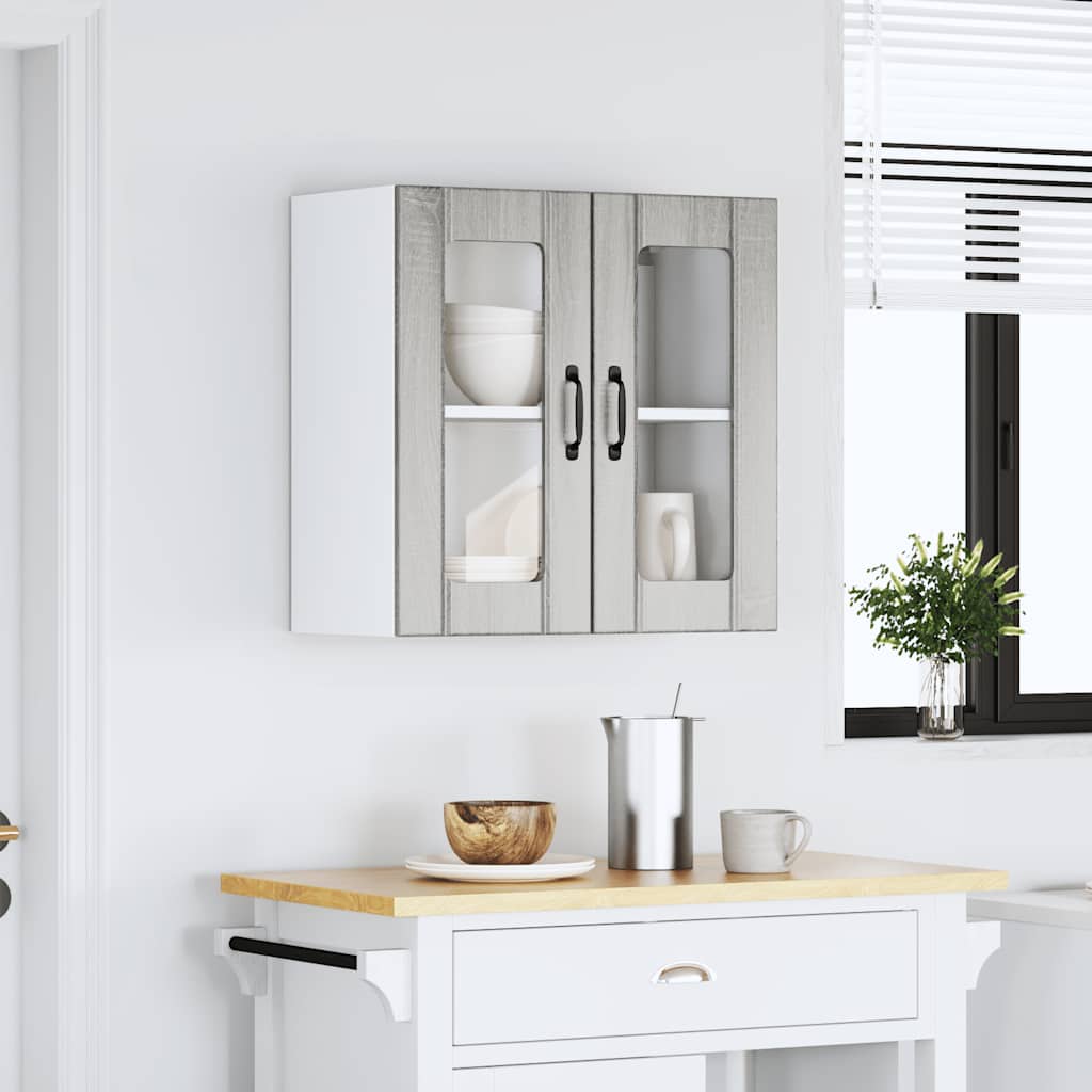 vidaXL Kitchen Wall Cabinet with Glass Door "Lucca" Grey Sonoma Engineered Wood