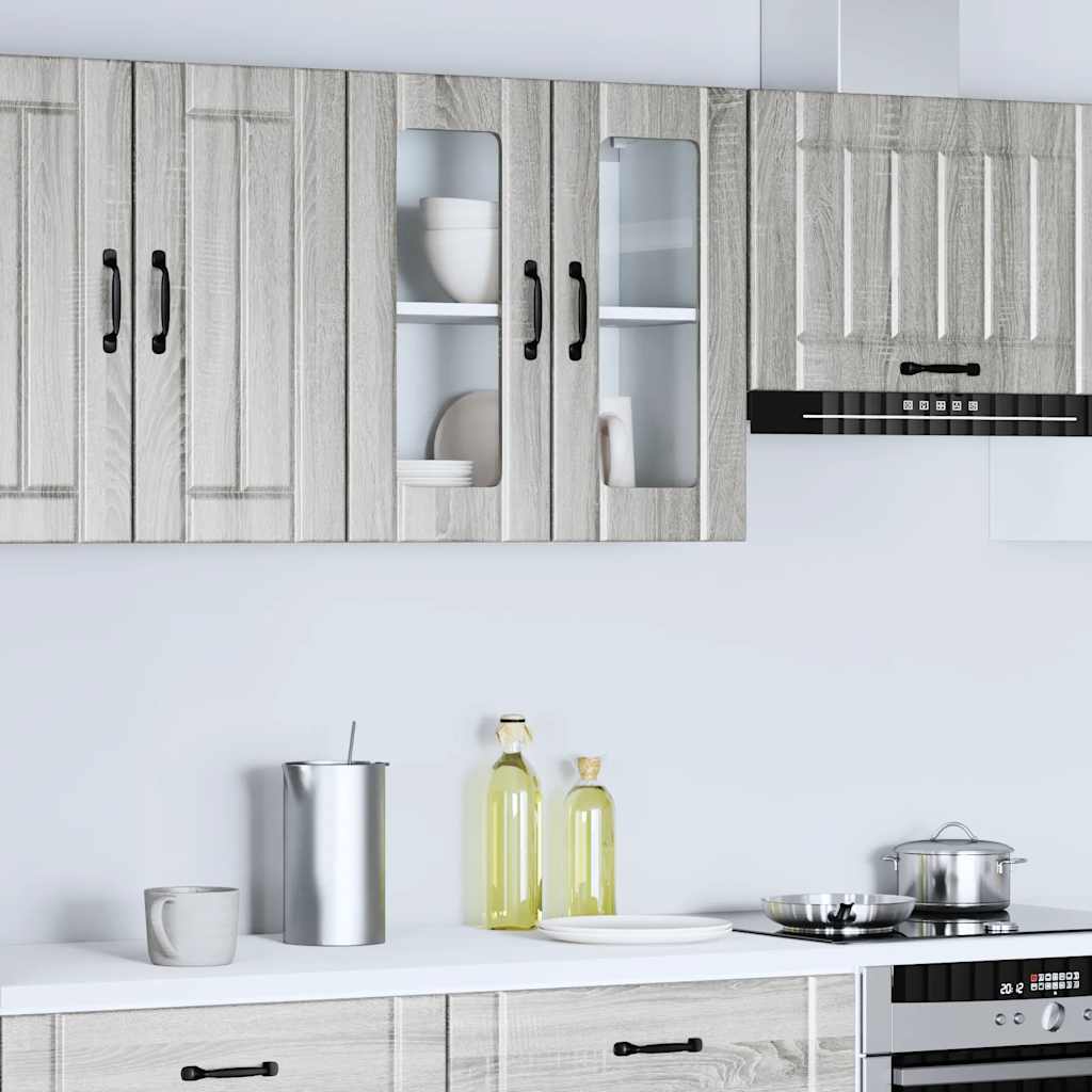 vidaXL Kitchen Wall Cabinet with Glass Door "Lucca" Grey Sonoma Engineered Wood