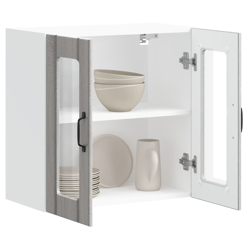 vidaXL Kitchen Wall Cabinet with Glass Door "Lucca" Grey Sonoma Engineered Wood