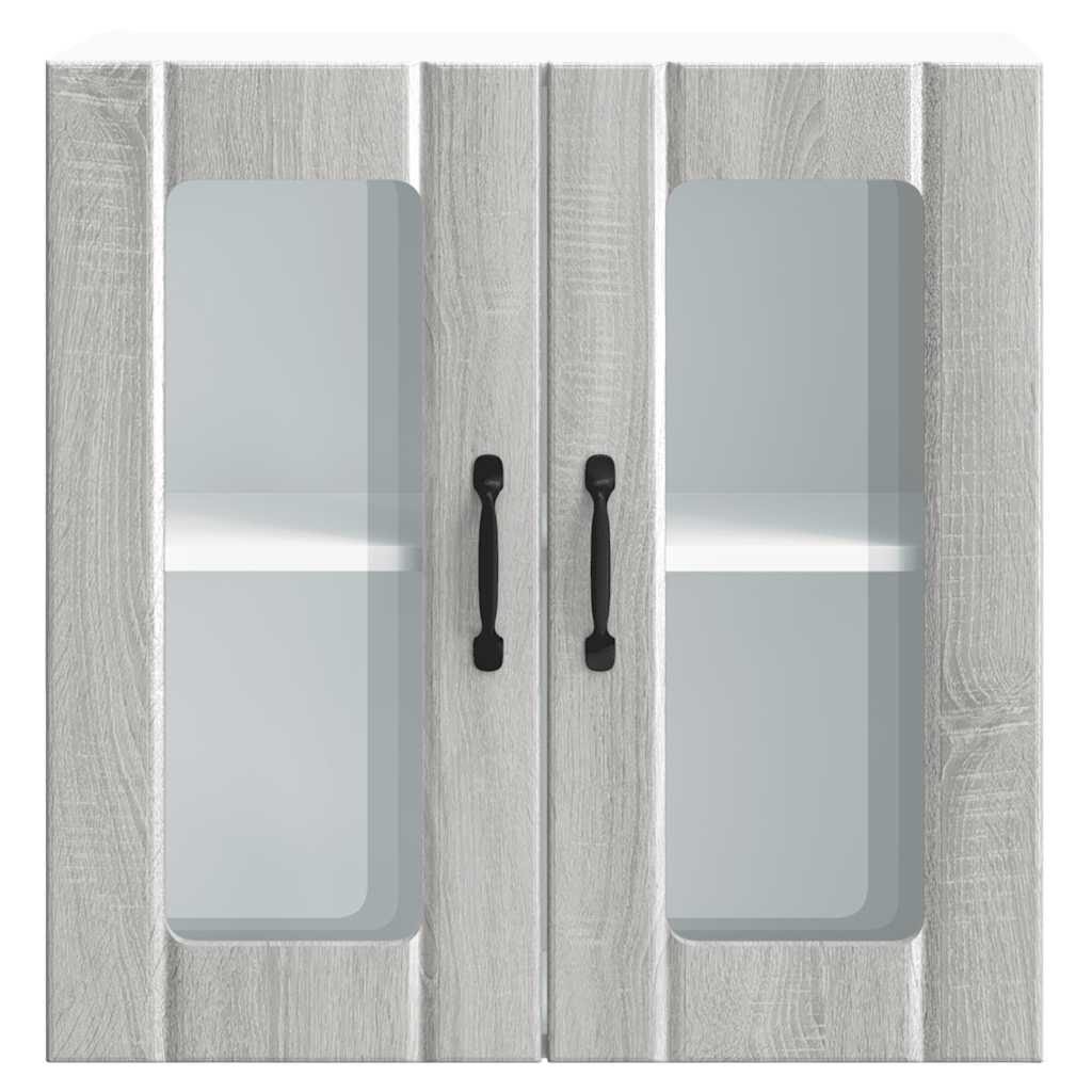 vidaXL Kitchen Wall Cabinet with Glass Door "Lucca" Grey Sonoma Engineered Wood