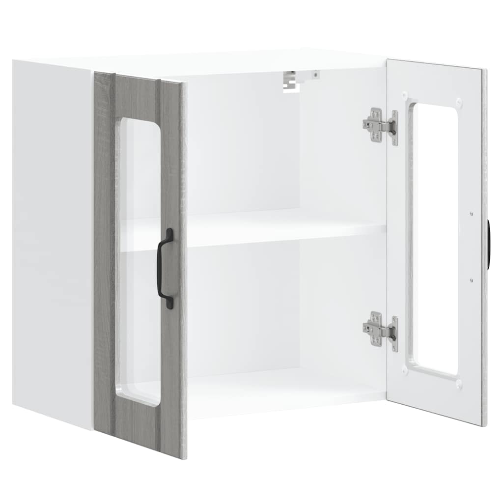 vidaXL Kitchen Wall Cabinet with Glass Door "Lucca" Grey Sonoma Engineered Wood