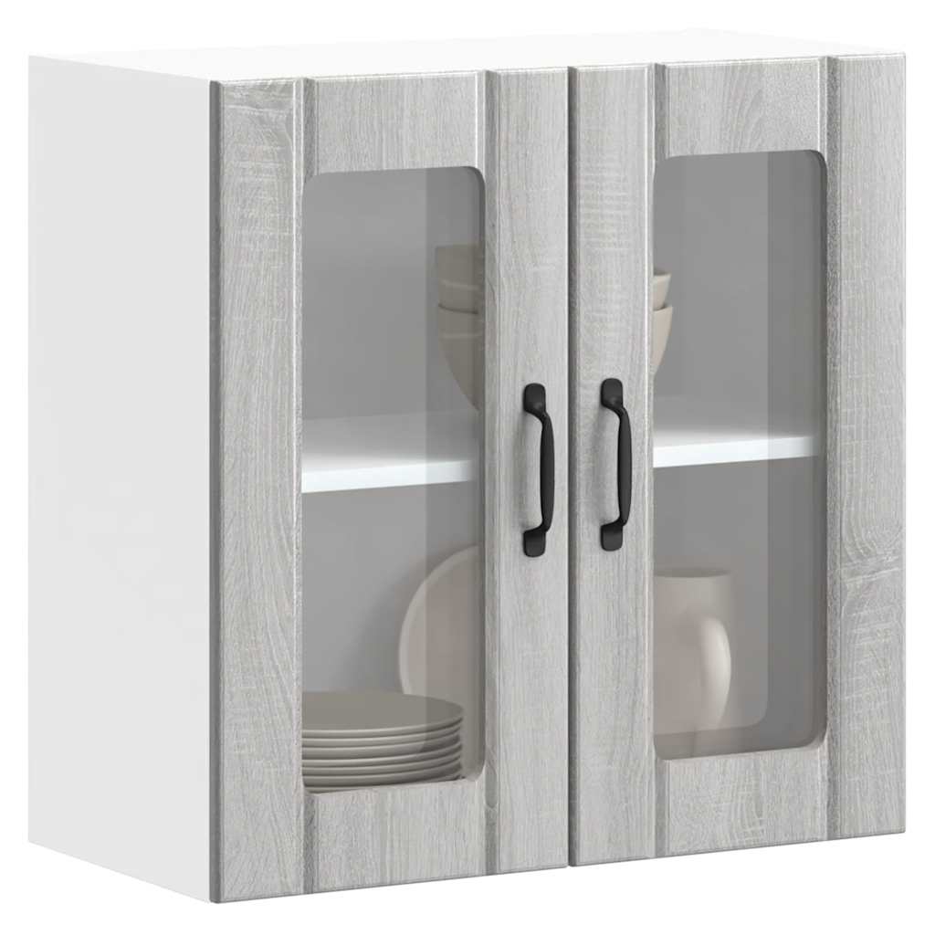 vidaXL Kitchen Wall Cabinet with Glass Door "Lucca" Grey Sonoma Engineered Wood