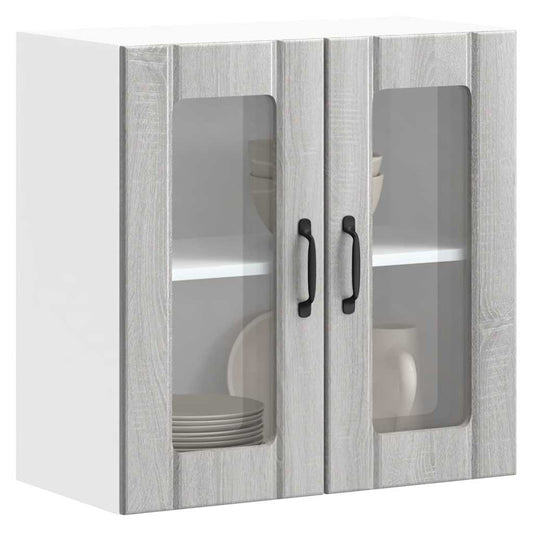 vidaXL Kitchen Wall Cabinet with Glass Door "Lucca" Grey Sonoma Engineered Wood