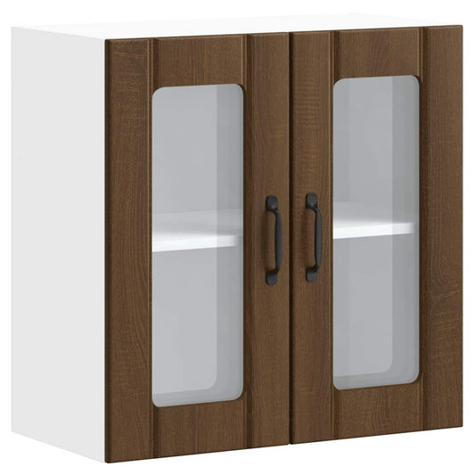 vidaXL Kitchen Wall Cabinet with Glass Door "Lucca" Brown Oak Engineered Wood