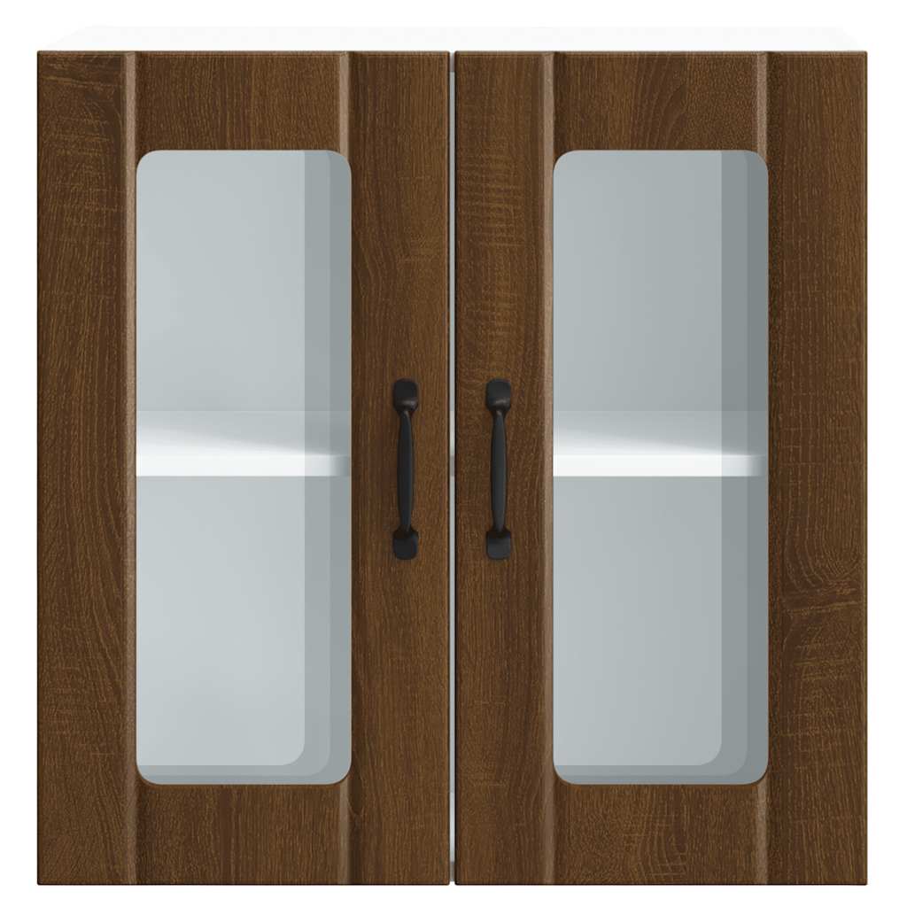 vidaXL Kitchen Wall Cabinet with Glass Door Lucca Brown Oak Engineered Wood