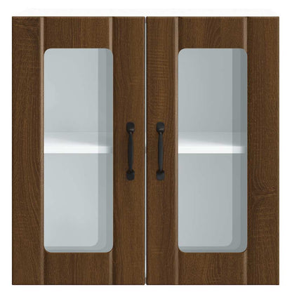 vidaXL Kitchen Wall Cabinet with Glass Door Lucca Brown Oak Engineered Wood