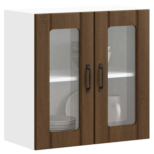 vidaXL Kitchen Wall Cabinet with Glass Door "Lucca" Brown Oak Engineered Wood