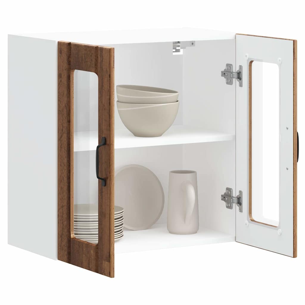 vidaXL Kitchen Wall Cabinet with Glass Door Lucca Old Wood Engineered Wood