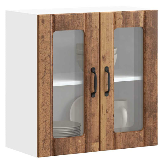 vidaXL Kitchen Wall Cabinet with Glass Door "Lucca" Old Wood Engineered Wood
