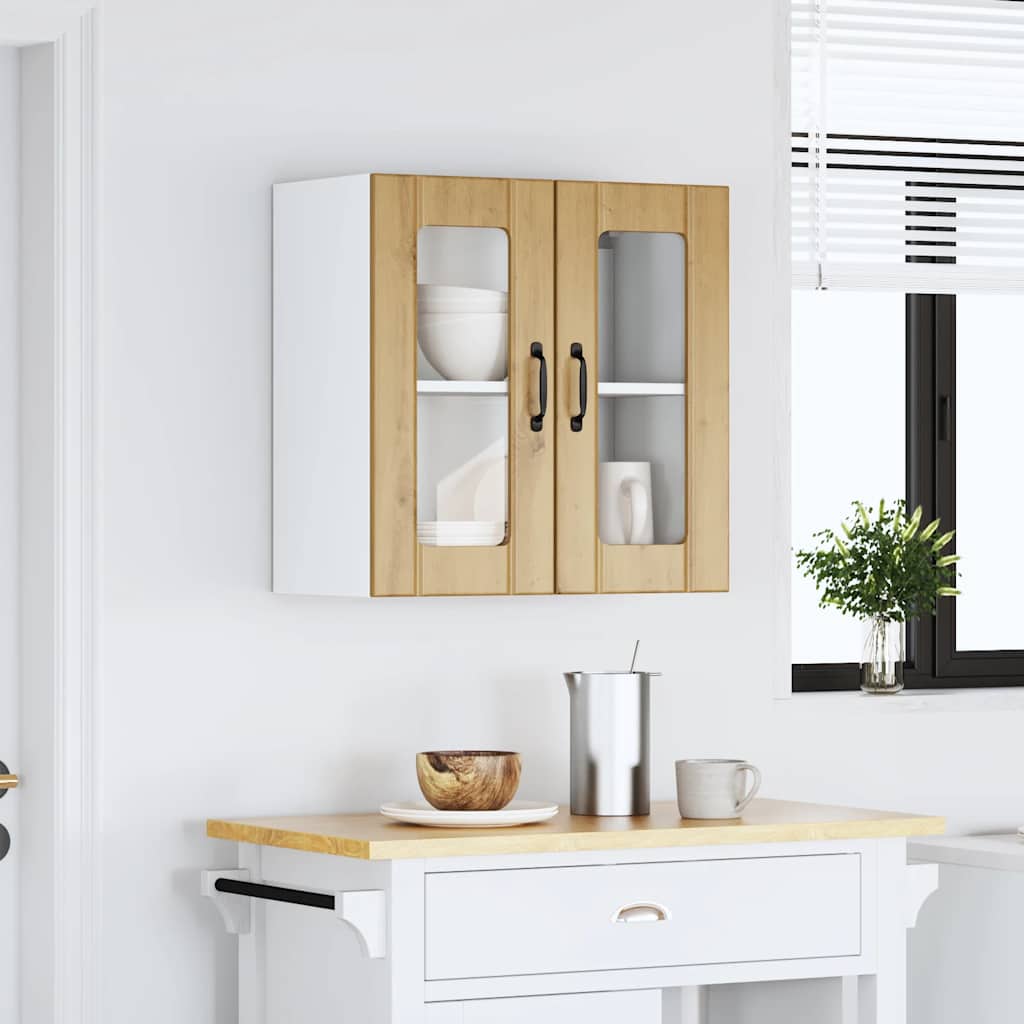 vidaXL Kitchen Wall Cabinet with Glass Door Lucca Artisan Oak Engineered Wood