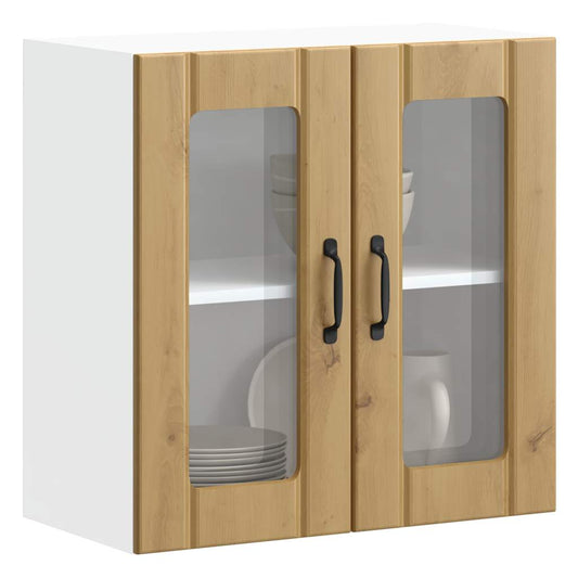 vidaXL Kitchen Wall Cabinet with Glass Door "Lucca" Artisan Oak Engineered Wood