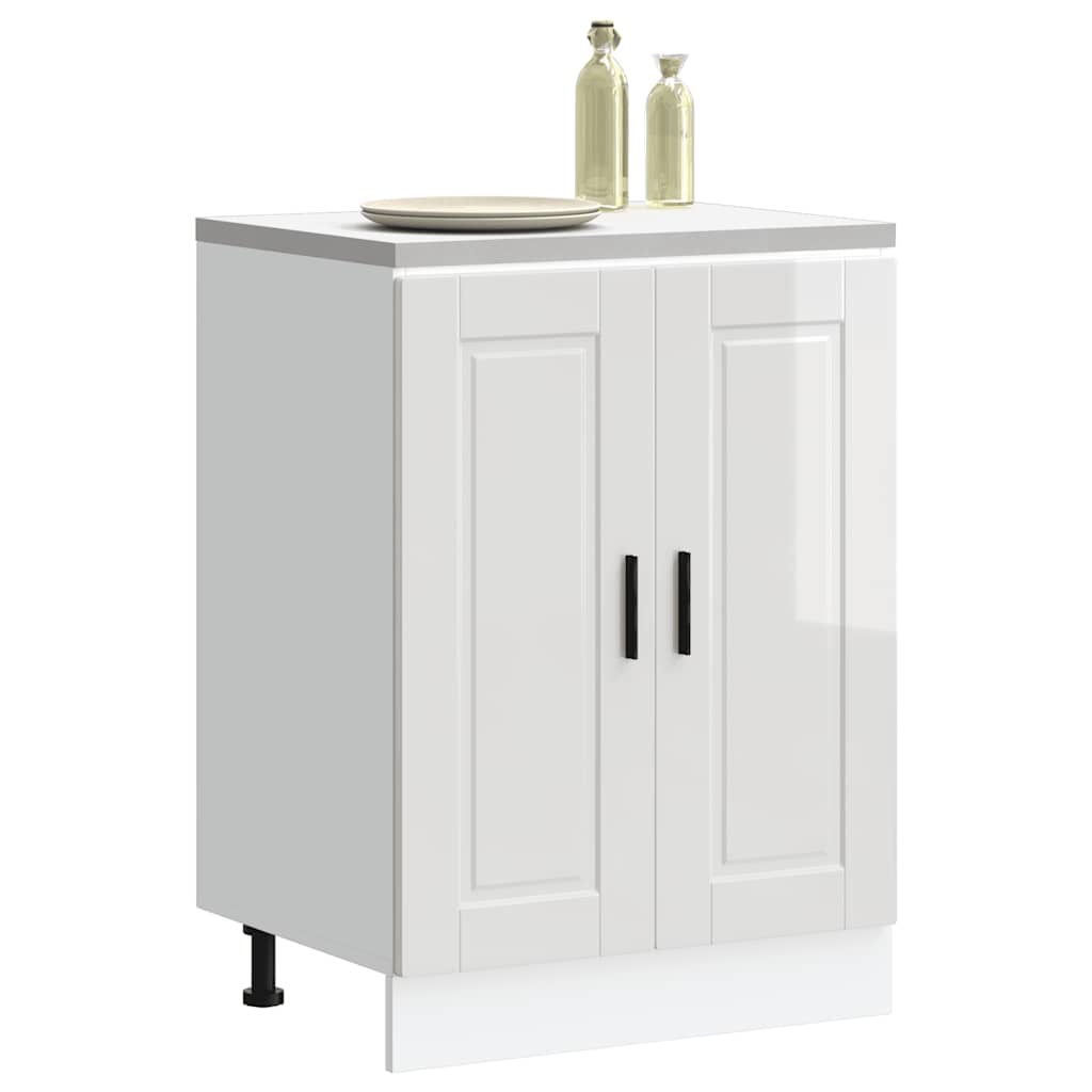 vidaXL Kitchen Base Cabinet Porto High Gloss White Engineered Wood